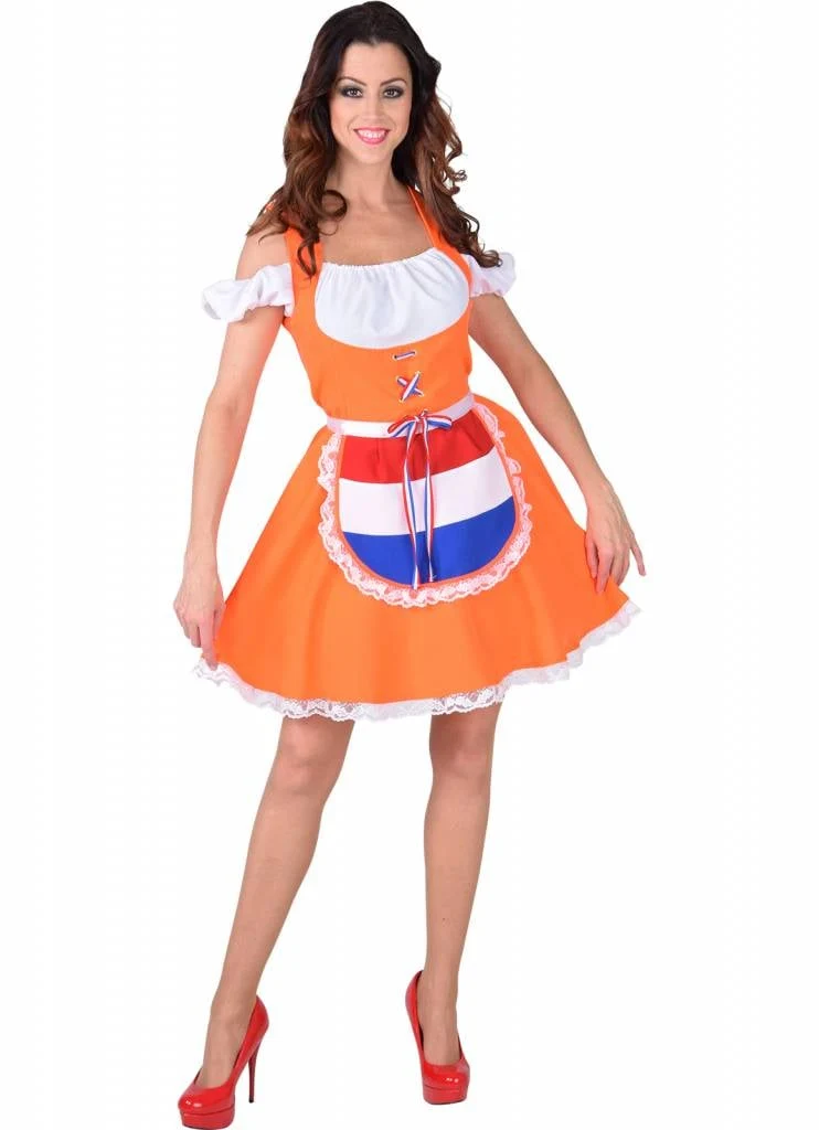 Oranje Dirndl Kostuum Vrouw