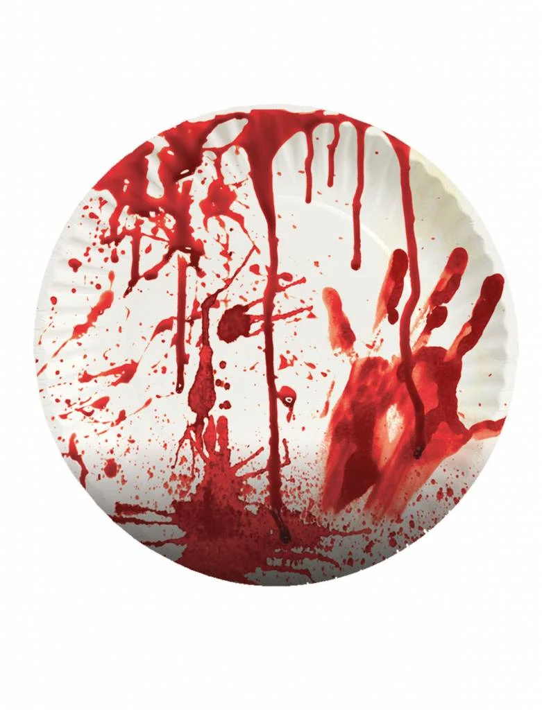 Bordjes met bloedspetters voor Halloween