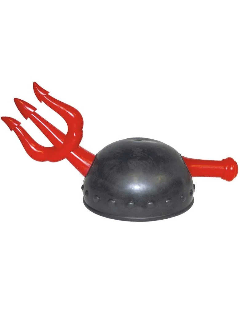 Helm zwart met rode drietand