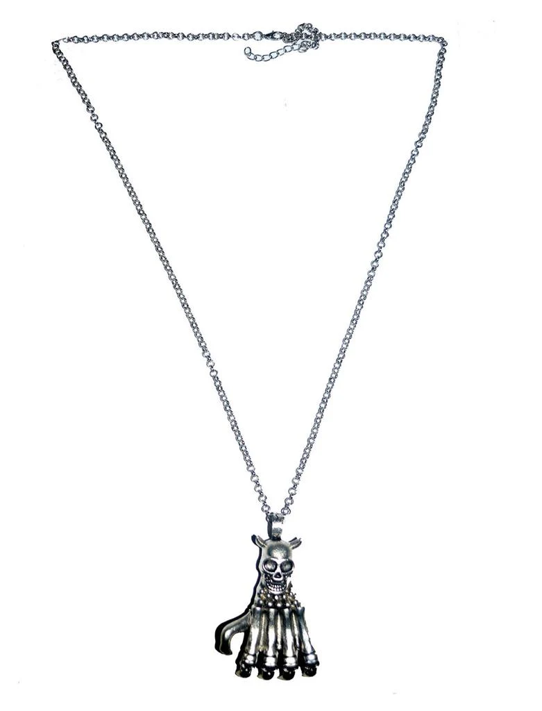 Halsketting hand skelet met doodskop