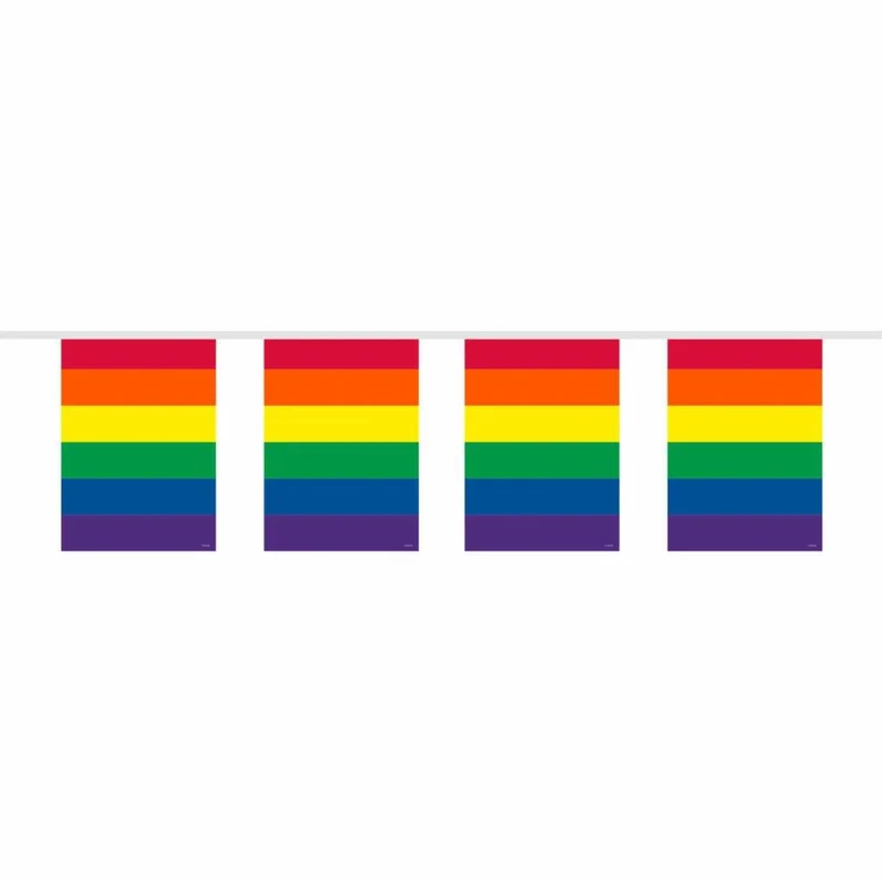 Vlaggenlijn Regenboog Vierkant - 10 meter