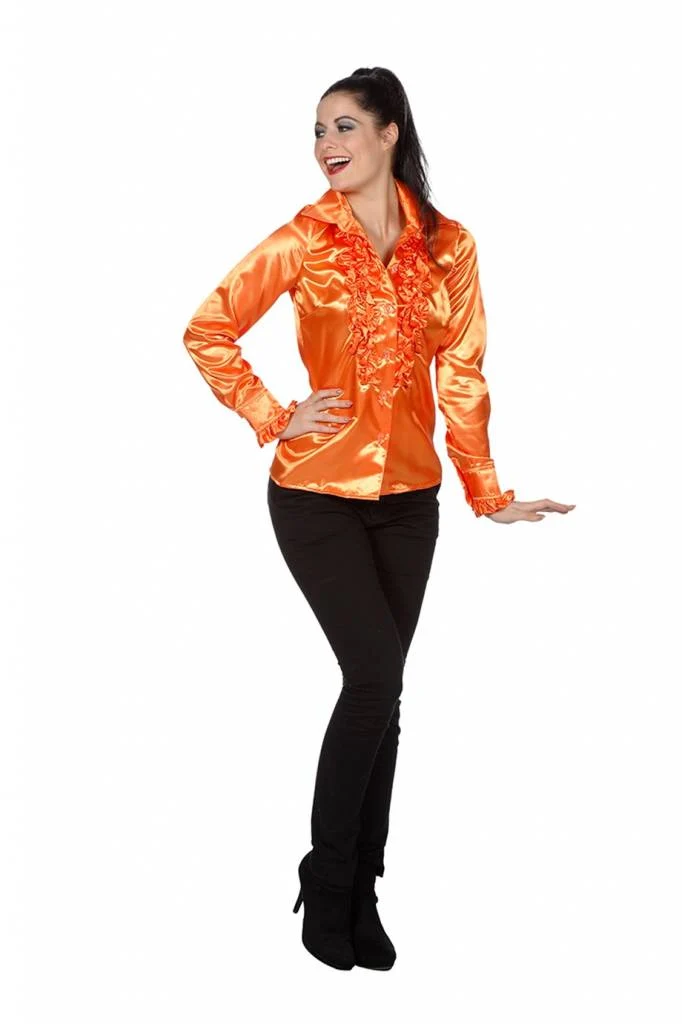 Dames Ruche Blouse Oranje