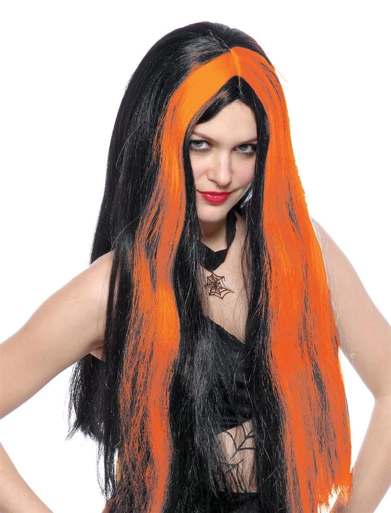 Heksenpruik met oranje lokken