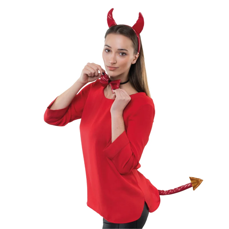 Duivel set in rood voor Halloween