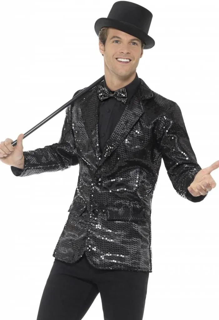 Zwarte Colbert met Pailletten Man