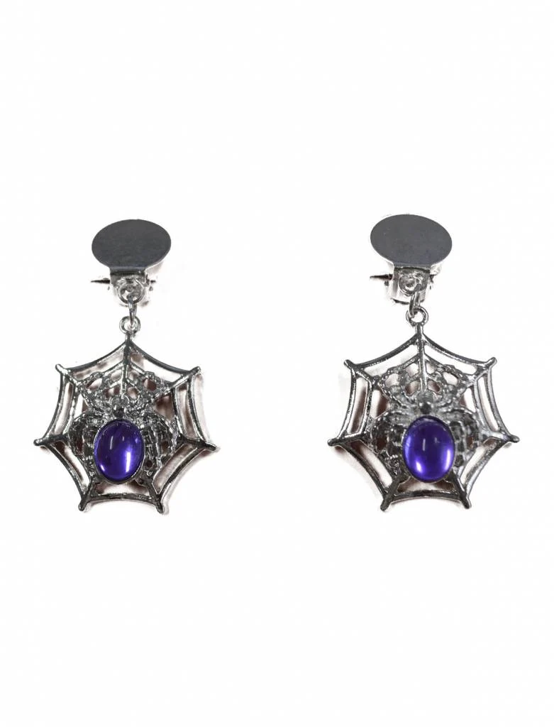 Oorbellen met spinnenweb hanger