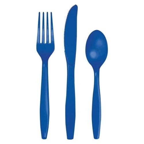18 Stuks Blauw Bestek Assorti