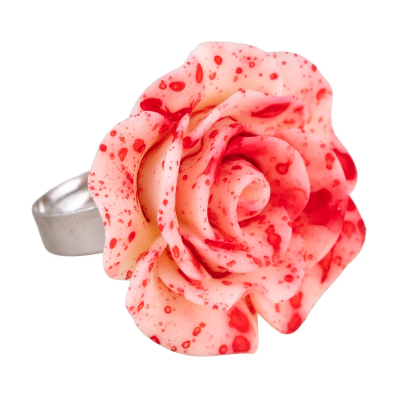 Ring met roos met nep bloedspetters