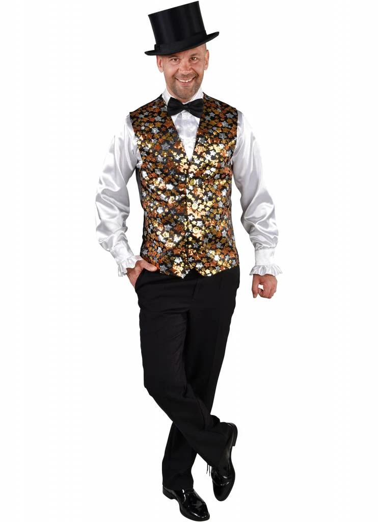 Gilet Sterren Pailletten Goud Man Kostuum