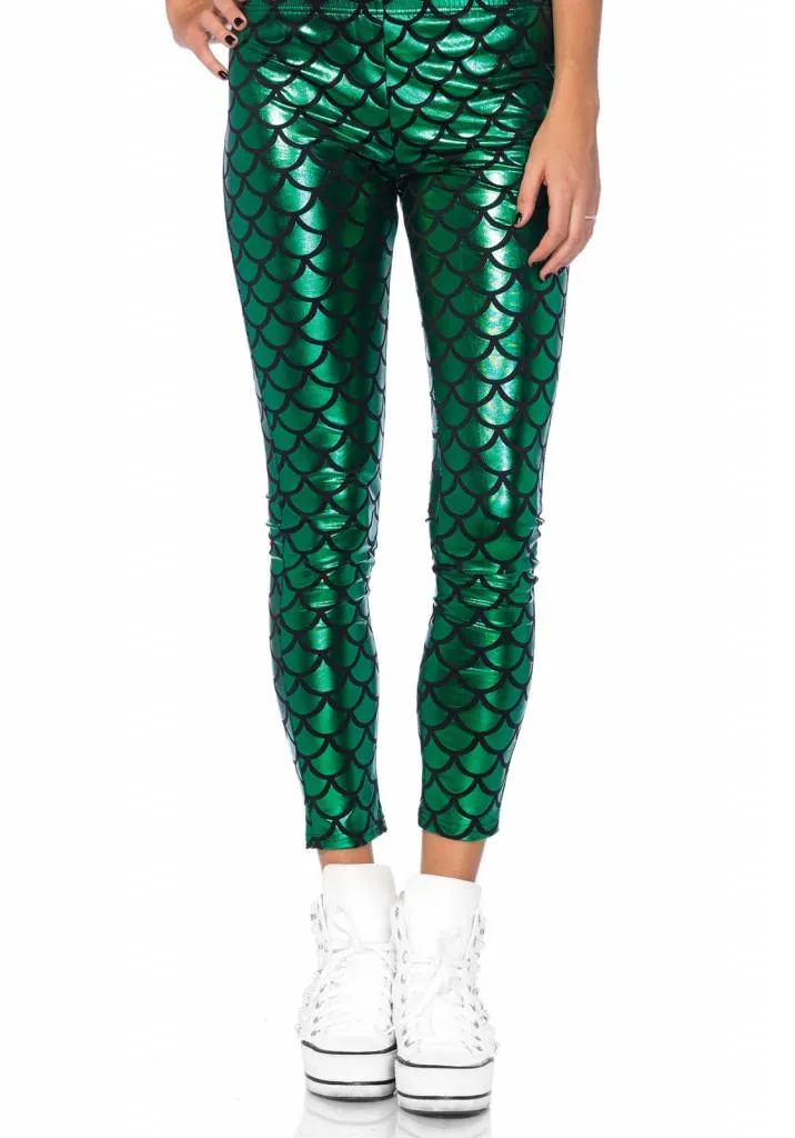 Groene Zeemeermin legging met schubben look