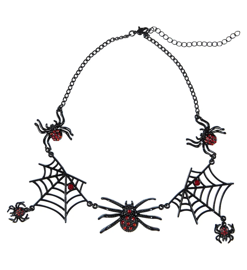 Strass ketting heks met spinnen