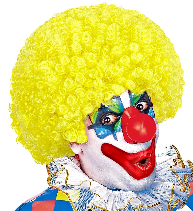 Clownspruik krulletjes geel