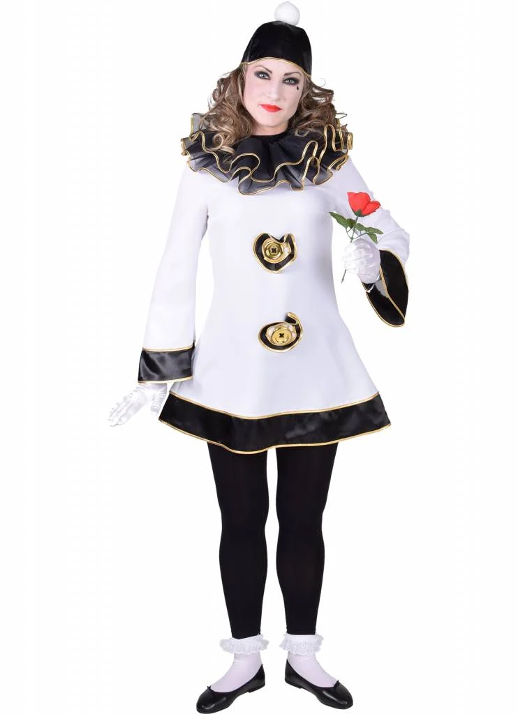 Deftige Pierrot Dame kostuum