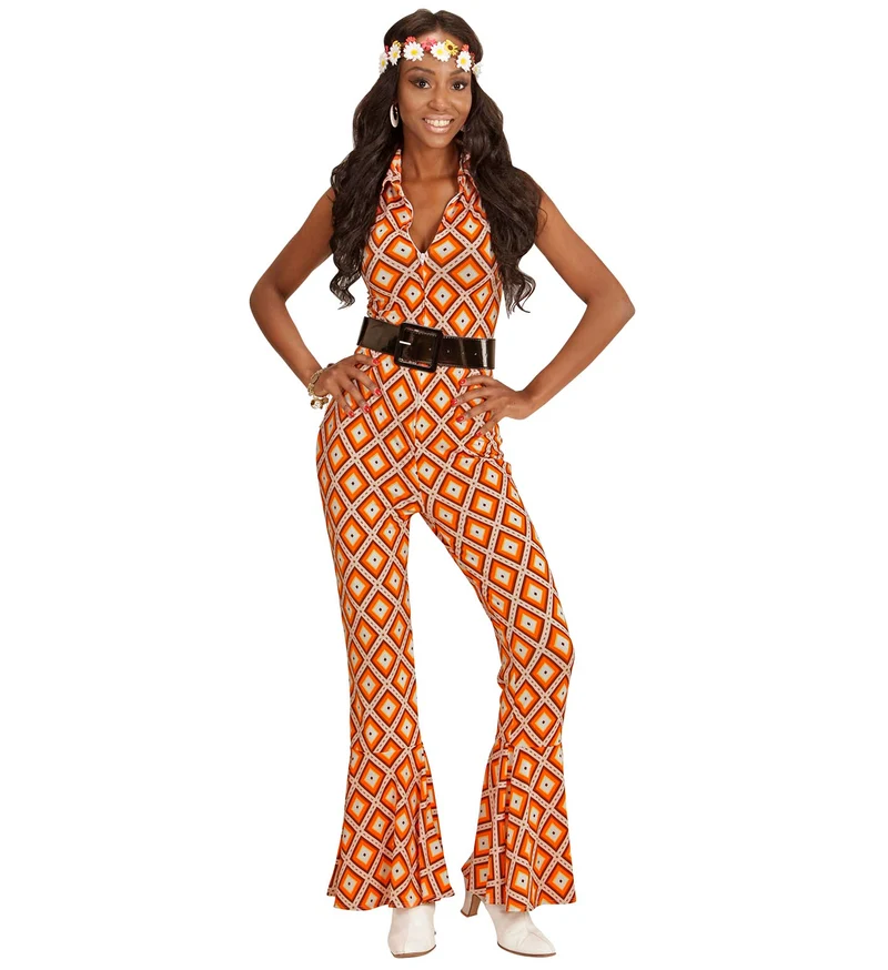 Jaren 70 jumpsuit groovy ruit