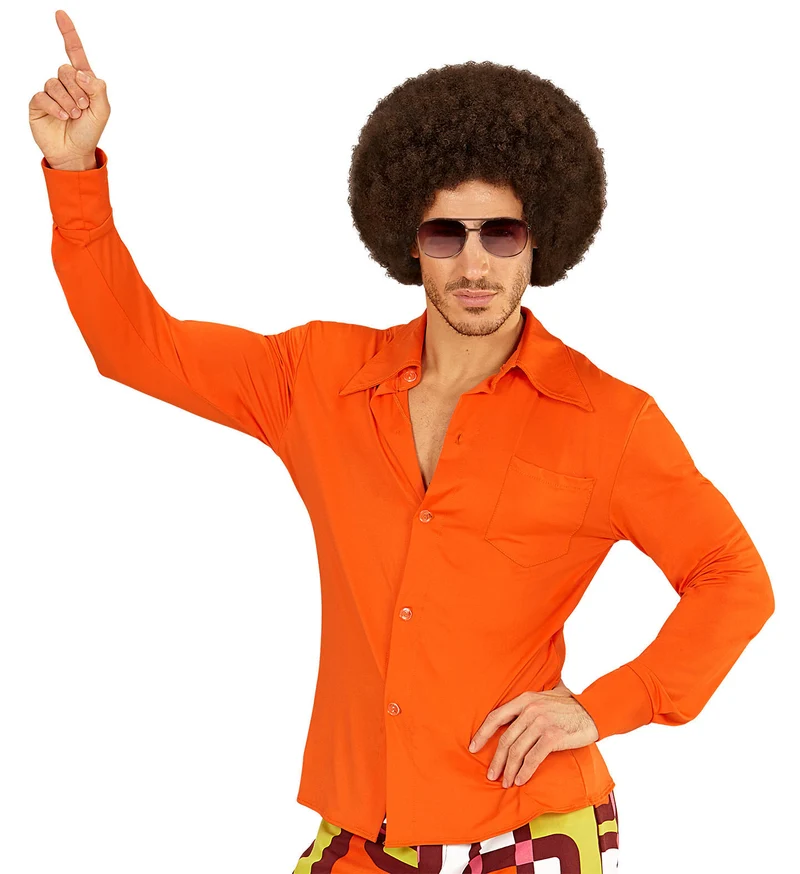 Jaren 70 disco hemd Groovy oranje