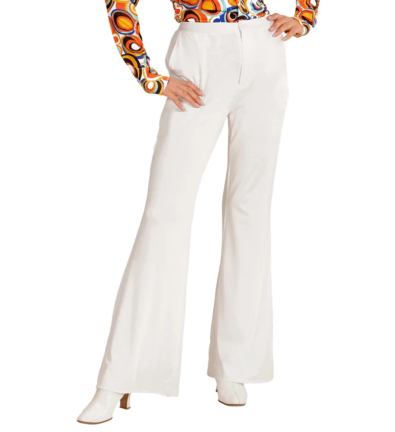 Jaren 70 disco broek Groovy wit