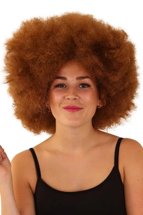 Pruik DISCO/AFRO bruin