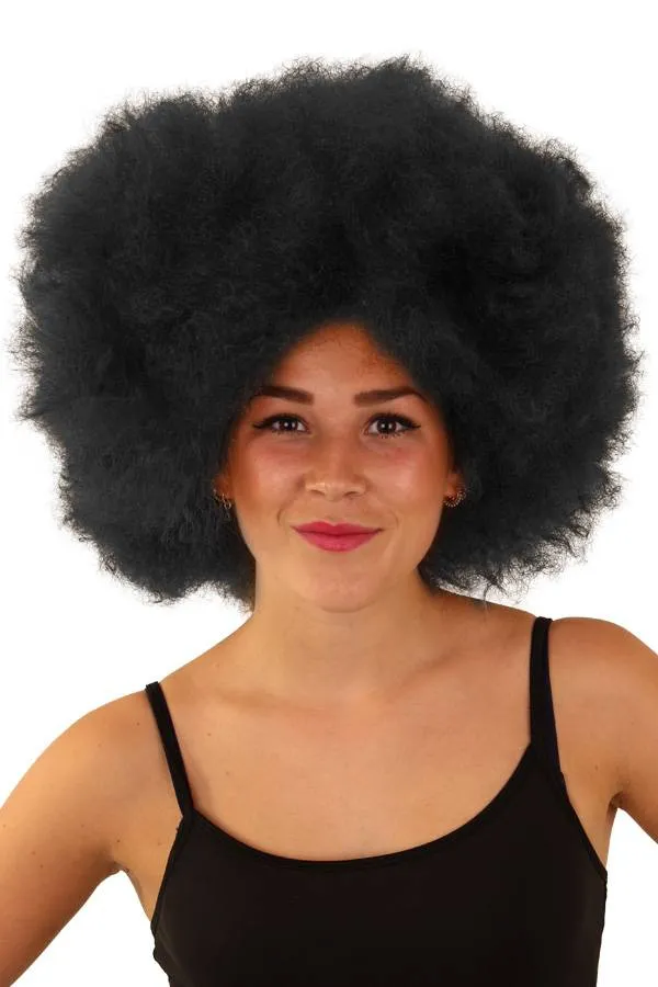 Pruik DISCO/AFRO zwart