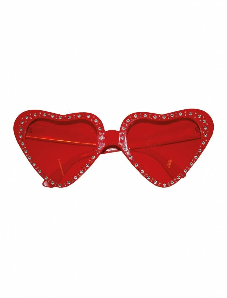 Hartjes bril rood steentjes