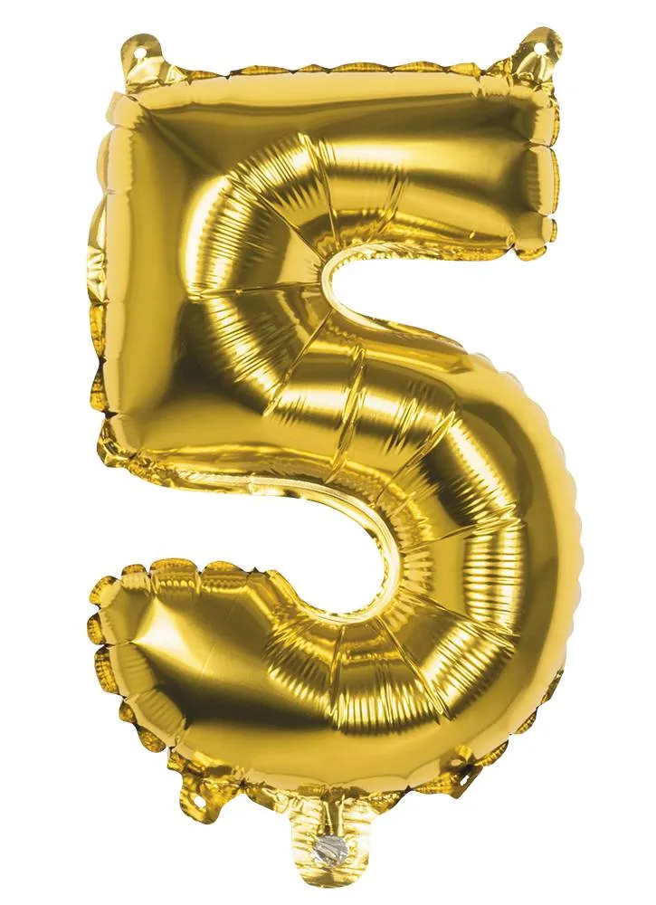 Folieballon Cijfer '5' Goud 36cm