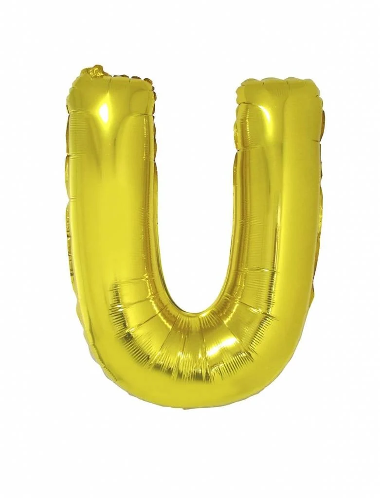 Folieballon Goud Letter 'U' groot