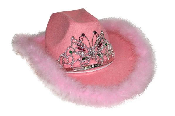 Roze cowboyhoed met tiara
