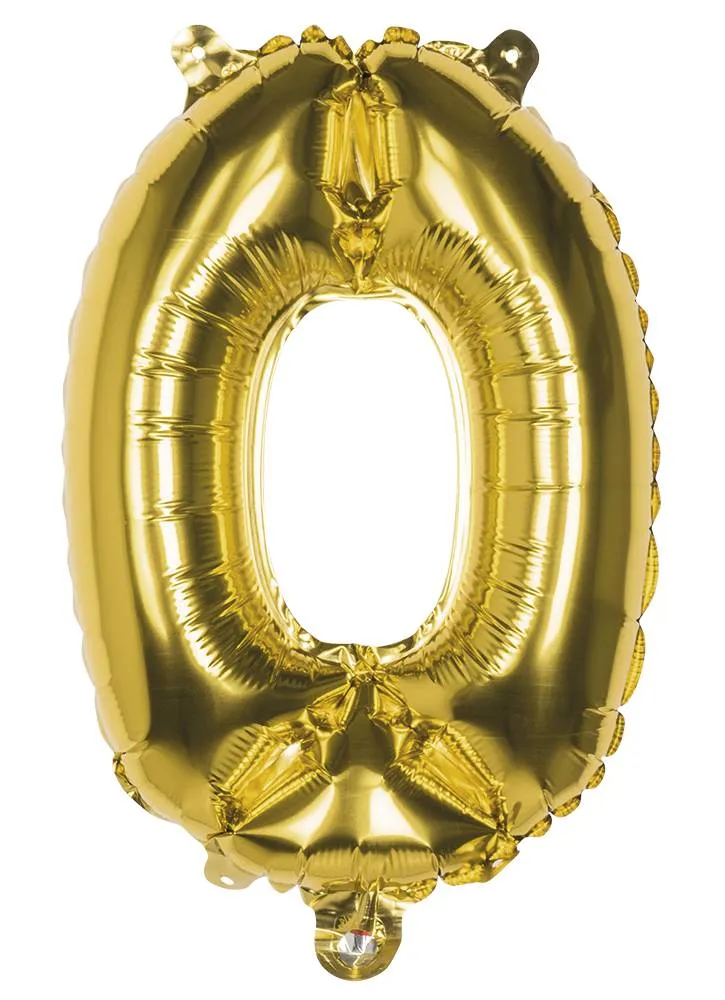 Cijfer ballon '0' folie goud 36cm