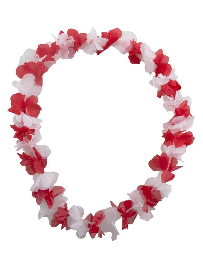 Hawaii bloemenkrans rood wit