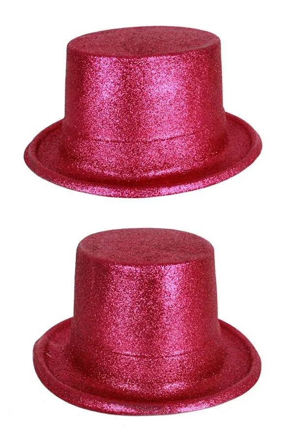 Roze hoge hoed glitter