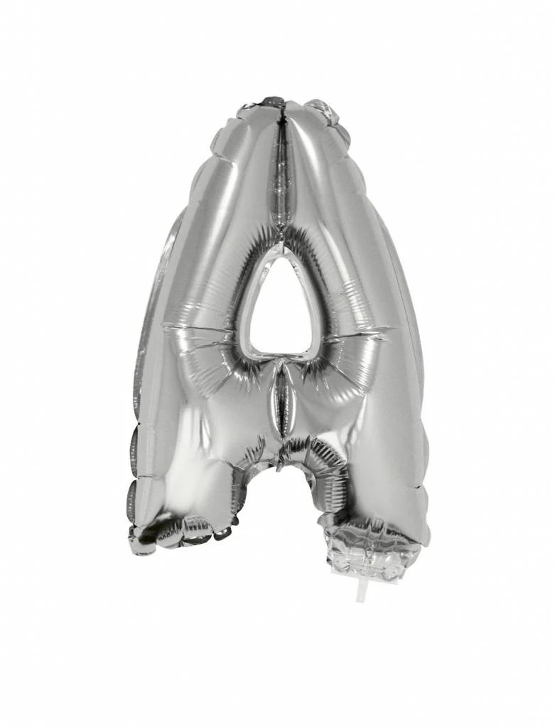 Folie Ballon Letter A Zilver met rietje