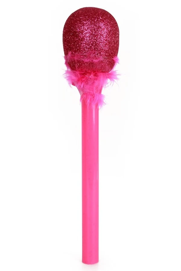 Roze microfoon glitter met bont