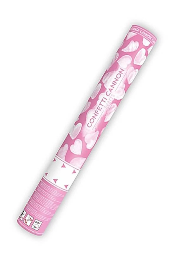 Confetti kanon 40 cm witte hartjes