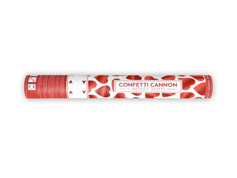 Confetti kanon 40 cm rode hartjes