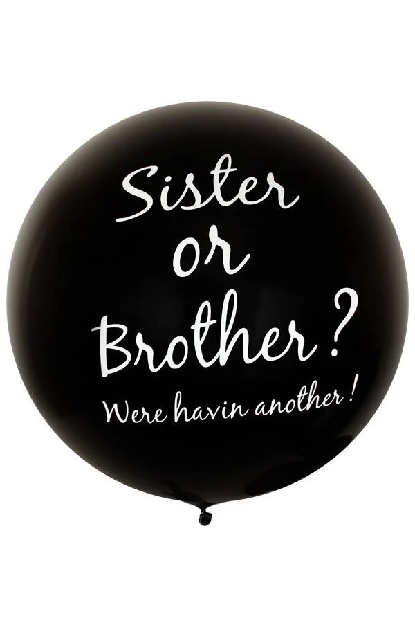 Zwarte megaballon Sister or brother 91.4cm