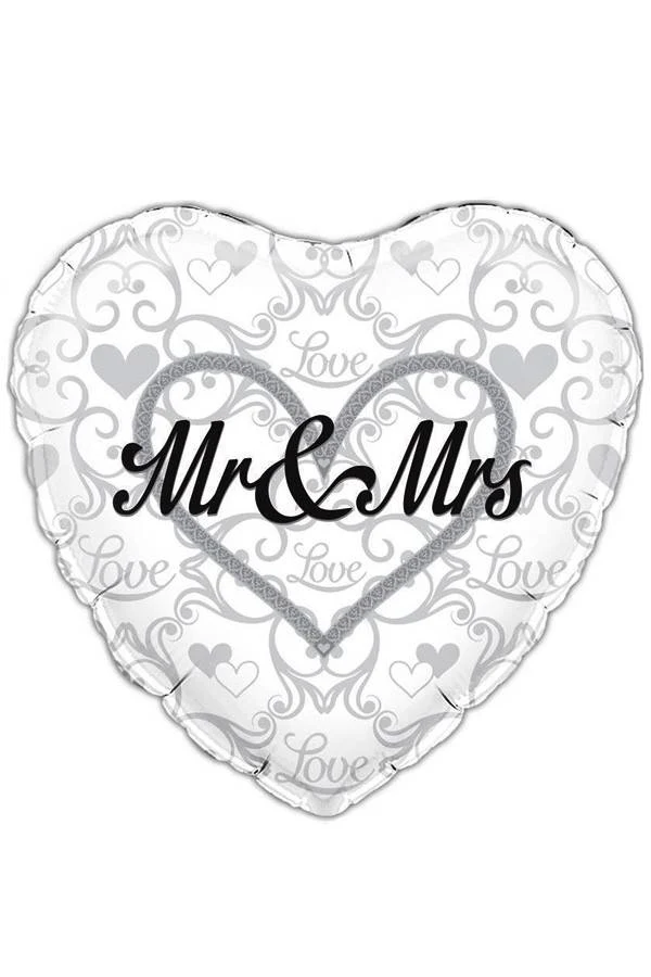 Folie ballon holografisch Mr. en Mrs. 45.7cm