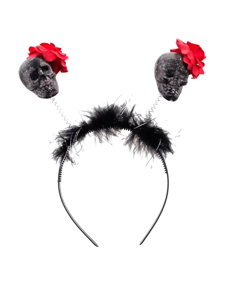 Diadeem met doodskop en roos