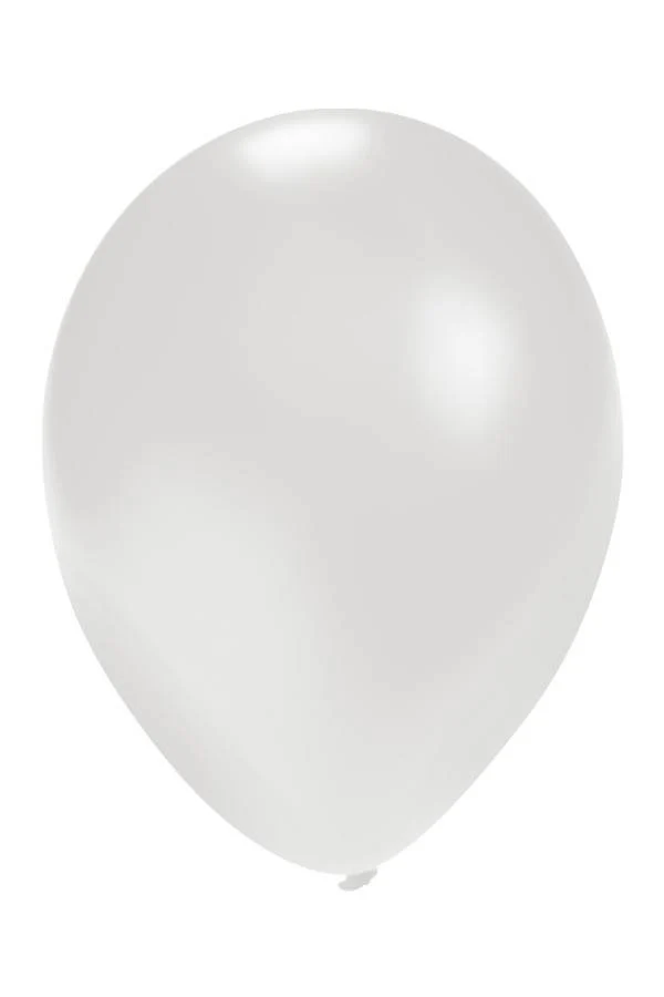 Ballonnen metallic wit 5 inch 100 stuks
