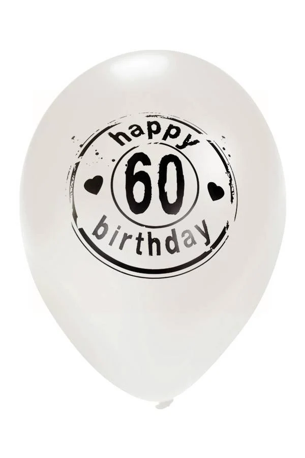Witte ballon HAPPY 60 BIRTHDAY Ø50 cm