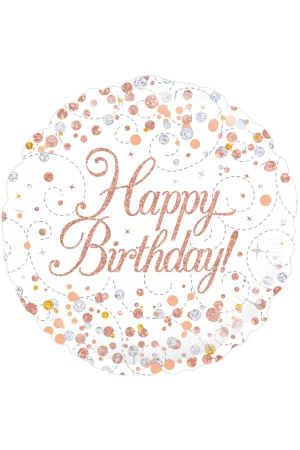 Folie ballon Happy Birthday design wit 45.7cm