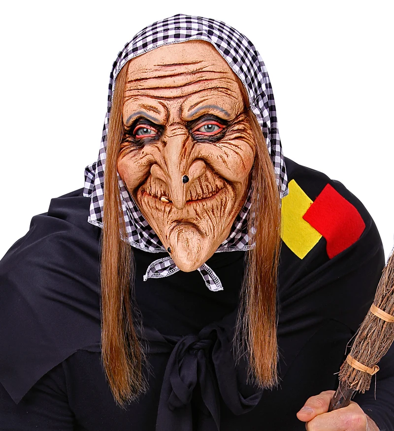 Masker heks met haar en hoofddoek