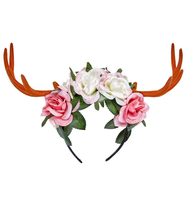 Gewei met bloemen diadeem