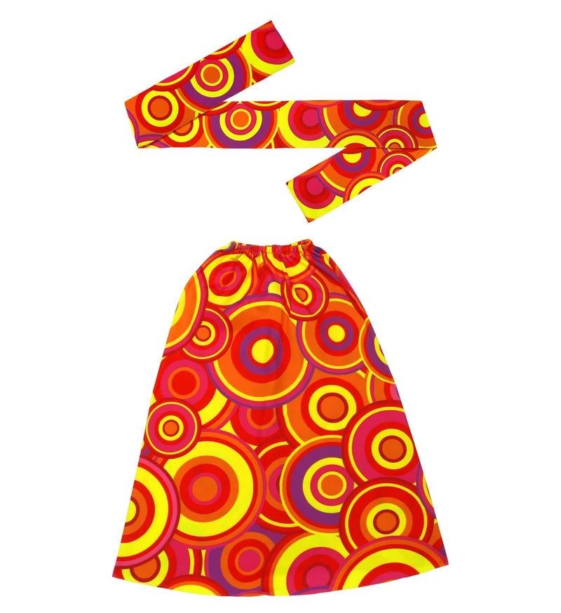 Hippie verkleedset rood gele bollen jaren 70 unisex