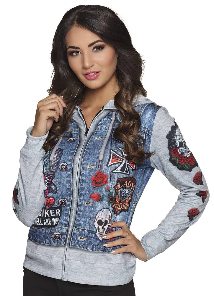 Dames Fotorealistische hoodie biker