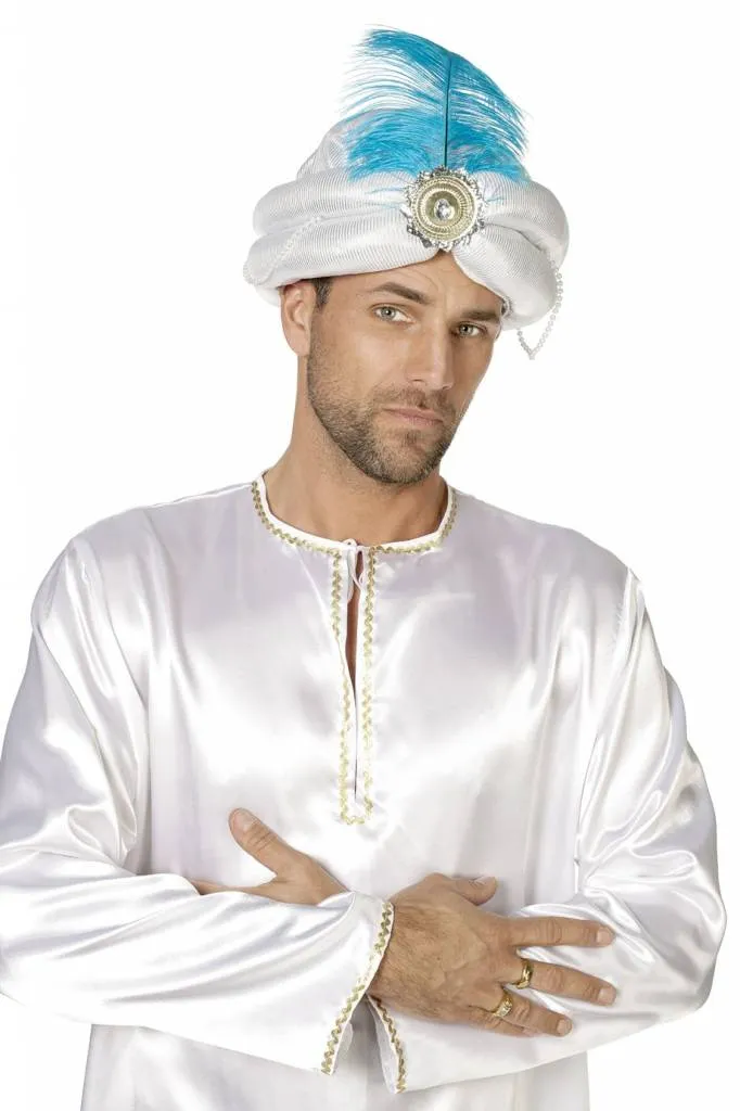 Tulband hoofddoek Zilver Met Veer