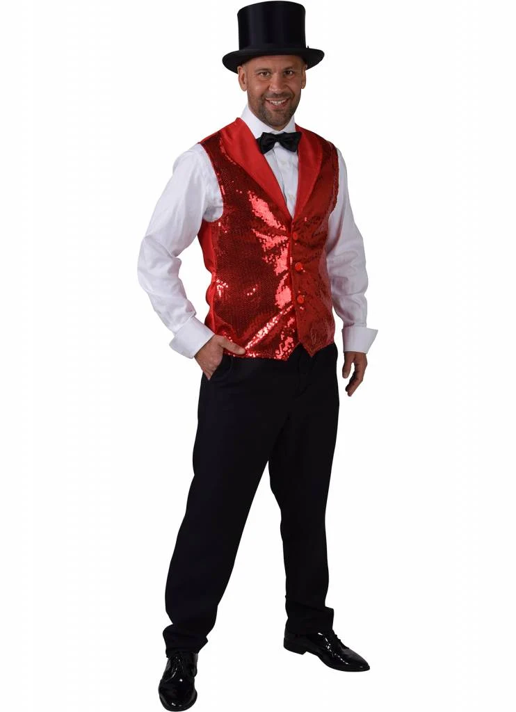 Gilet rood paillet luxe