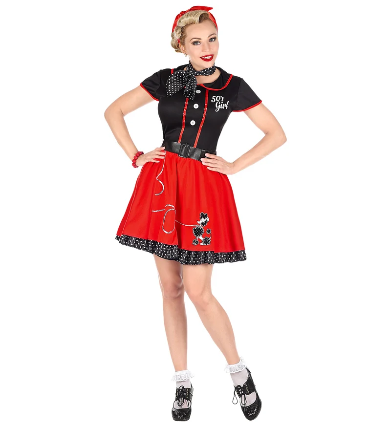 Jaren 50 jurk rood zwart