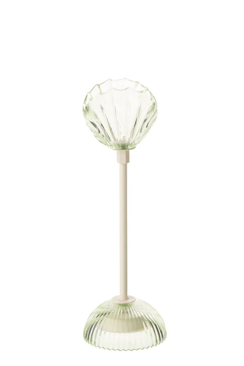 J-Line lamp Shell - ijzer - lichtgroen/wit - small - LED lichtjes
