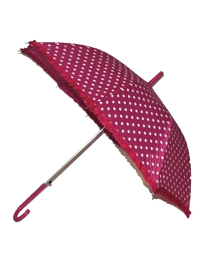Bolletjes paraplu fuchsia met witte stippen
