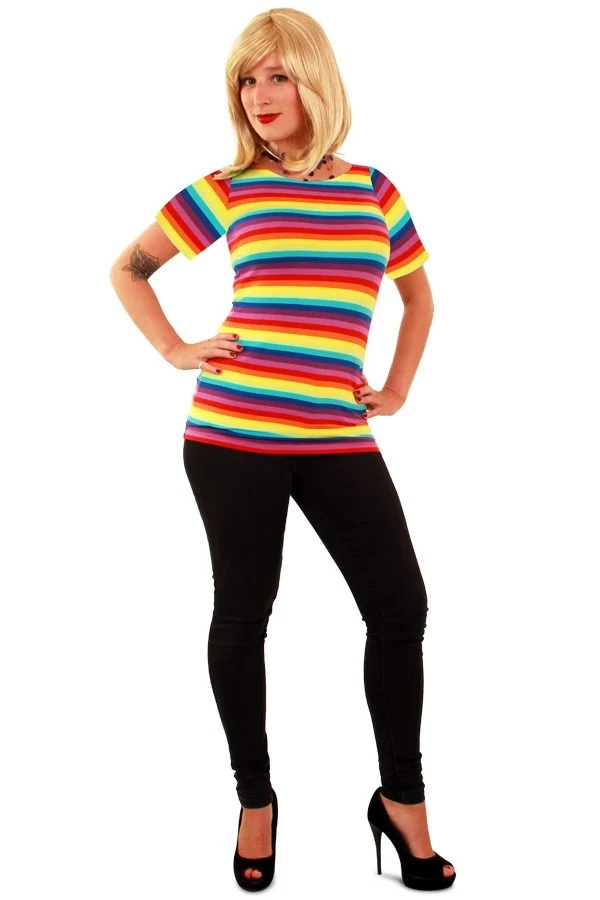 Shirt regenboog print dames