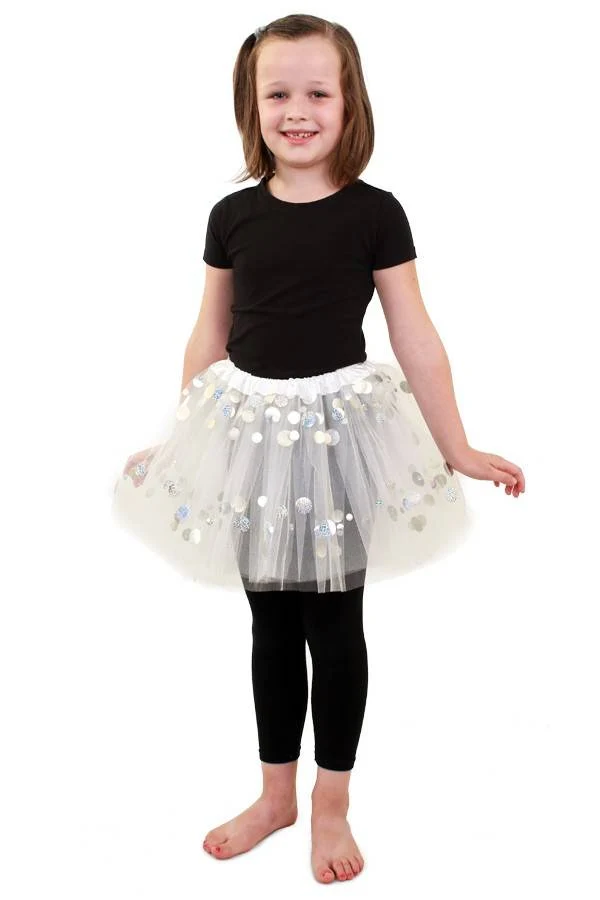 Tule rokje wit met dots kids